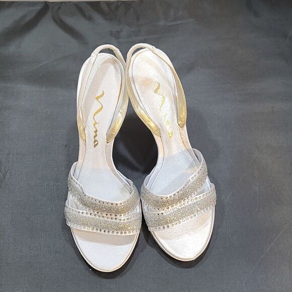 NINA GETAWAY SEQUIM EMBROIDERY LUSTER WOMEN'S HEELS SANDAL R3 - Picture 2 of 14